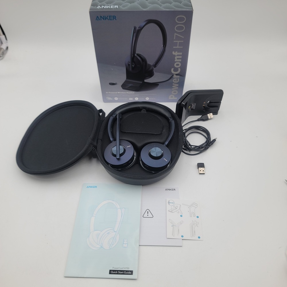 Anker PowerConf H700 AI-Powered Wireless Headset with Charging Stand Navy Blue